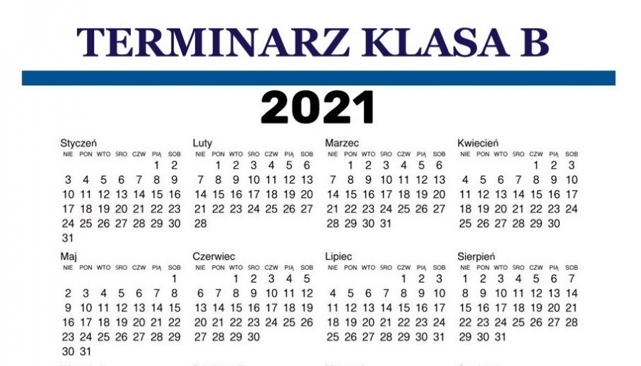 ZMIANA TERMINARZA KLASA B - WIOSNA 2021