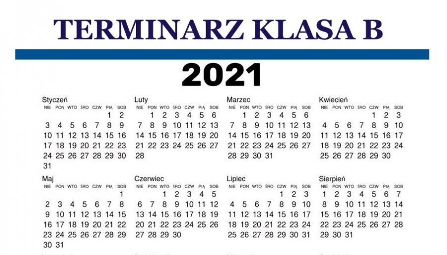 TERMINARZ KLASA B - WIOSNA 2021